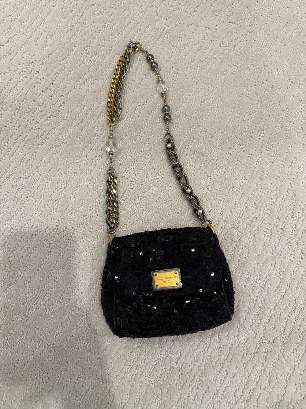Dolce & Gabbana miss charles sequin flap mini shoulder bag - Picture 3 of 13